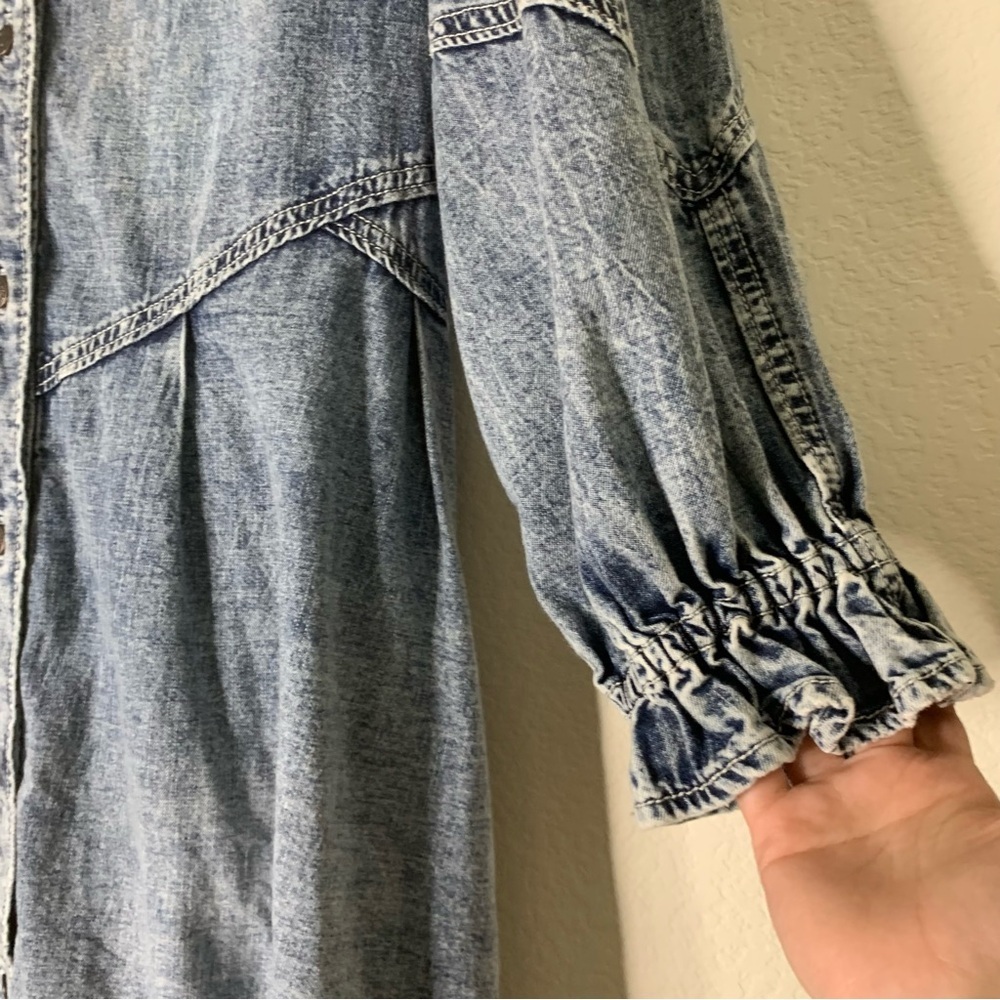 We the free Womens Blue Denim Hannah Long Sleeve Mini Dress L - Picture 4 of 10
